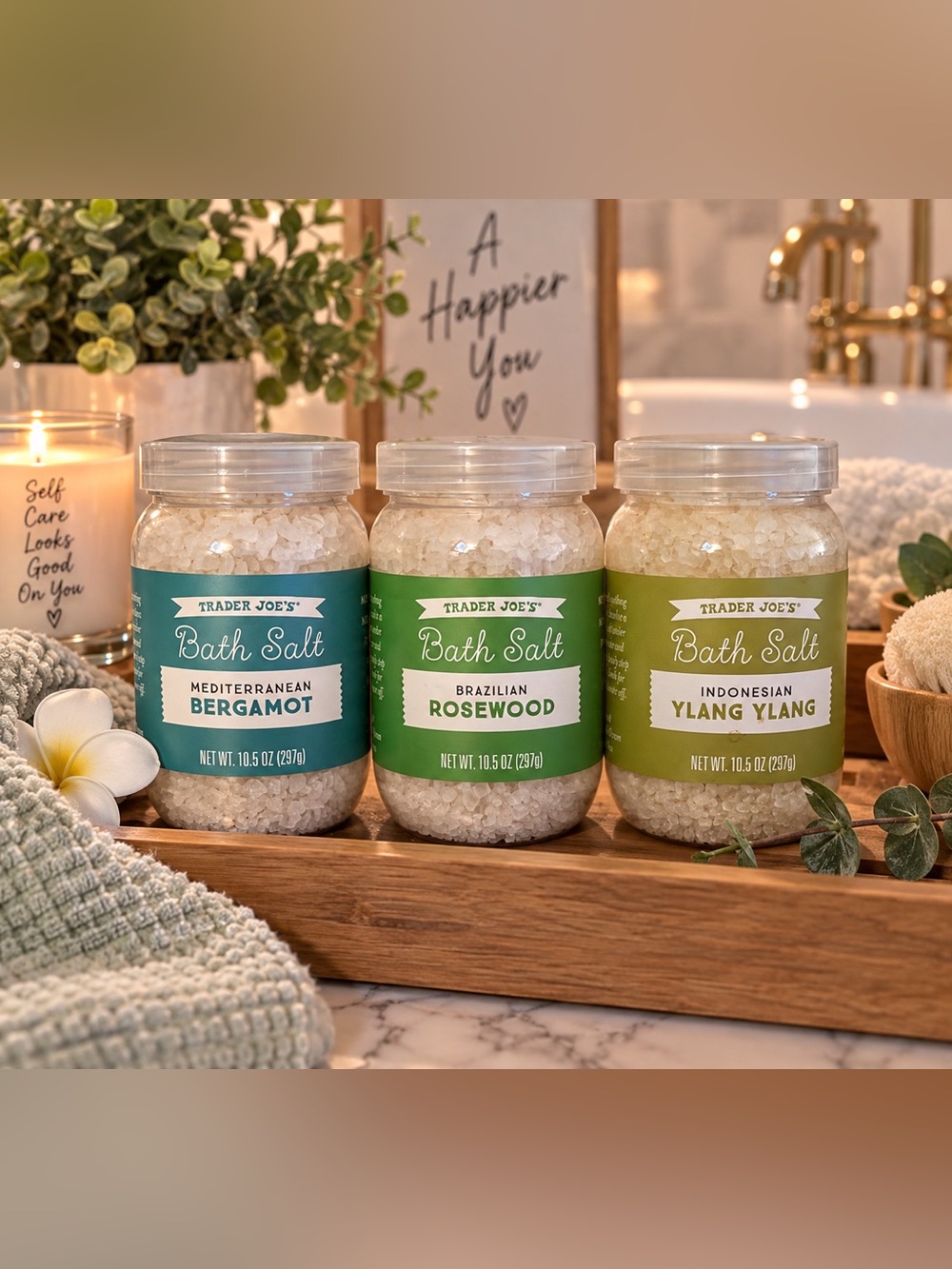 Trader Joe’s Bath Salt 3-Piece Bundle | Bergamot Rosewood Ylang Ylang 10.5 oz